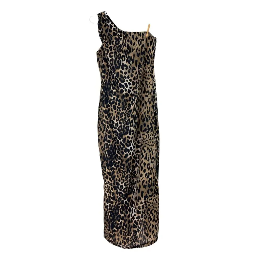 BOSTON PROPER LEOPARD PRINT DRAPE FRONT JUMPSUIT - Picture 6 of 9